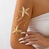Bohemian Metall Seestern Offener Oberarm Armreif für Damen Punk Goldfarbe Verstellbares Manschettenarmband Strandparty Schmuck Geschenk