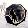 Wolf Howling At Moon Sticker Decal for Laptop Phone Tablet CaseUmbrella, Portable 3-Fold Compact Umbrella for Men & Women ES46