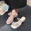 Bow Rhinestone Sandals Versatile Temperament Women's Sandals Women's Fashion Wear Sandals 2025 Summer and Autumn New