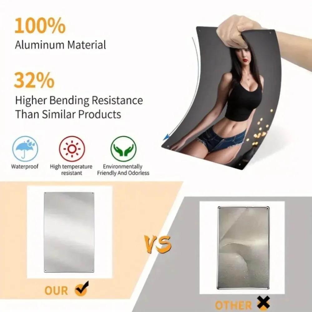 Brand Vintage Red Lips Beard Metal Wall Art - Lightweight Aluminum Decor for Living Room Bedroom Kitchen