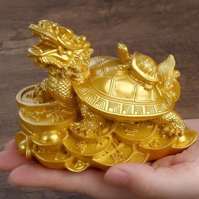 Hars Goud Feng Shui Draak Schildpad Beeldje Schildpad Beeld Munt Geld Rijkdom Dier Ornamenten Voor Thuis Kantoor Tafeldecoratie