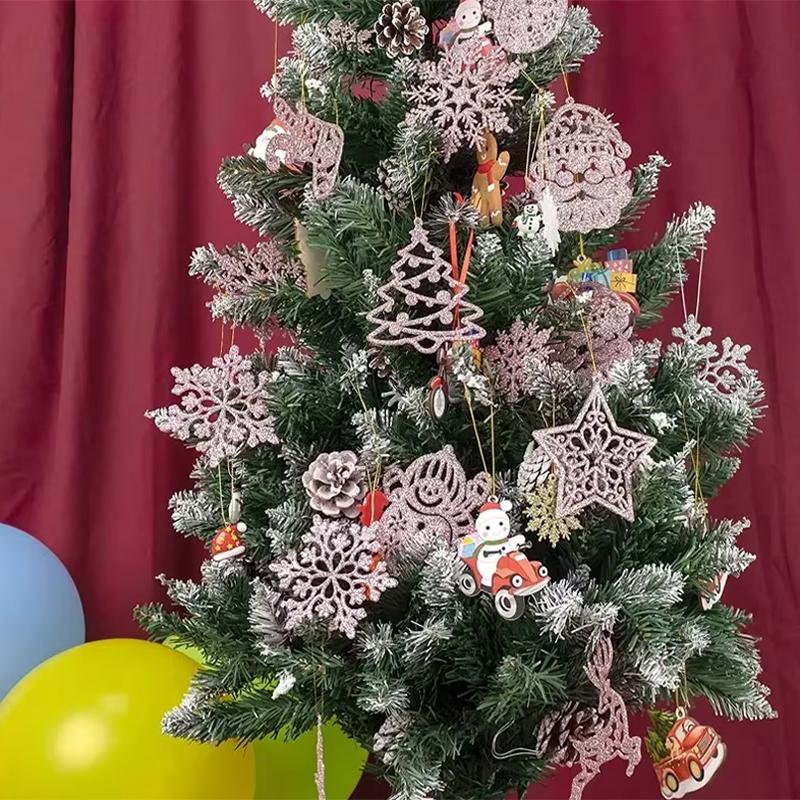 20Pcs Christmas Tree Decoration Hanging Ornaments Tree Snowman Reindeer Santa Snowflake Ornaments for New Year Winter Party