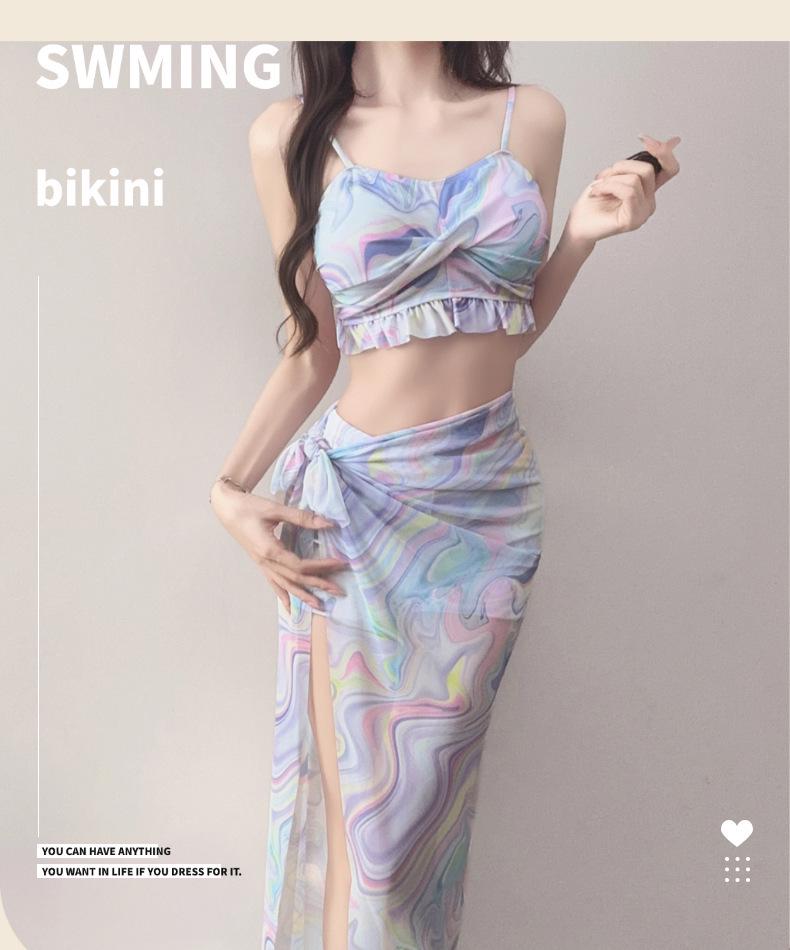 2026 New Women's Three-Piece Bikini Set - Trendy Vacation and Hot Spring Swimwear.