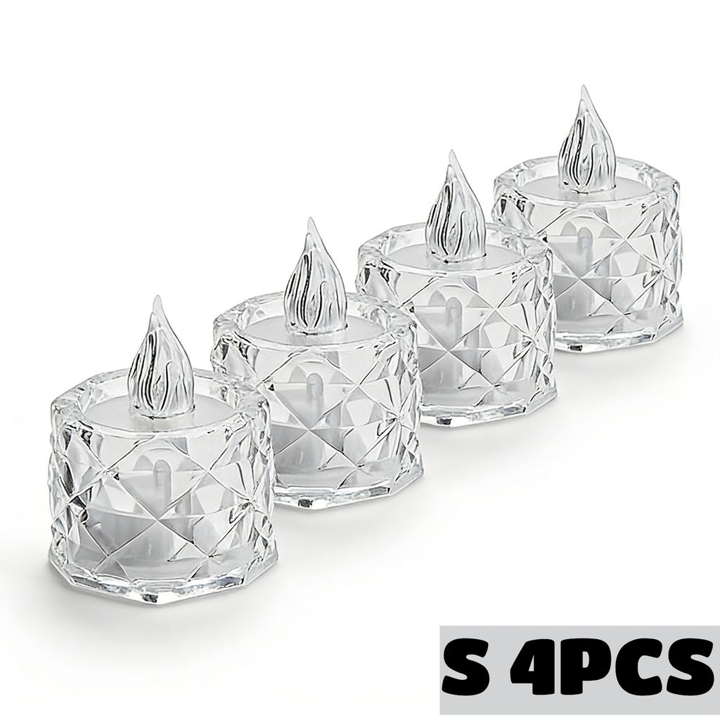 24PCS LED Flameless Candles Crystal Electronic Night Lamp for Date Party Valentine's Day Bedroom Wedding Christmas Decorations