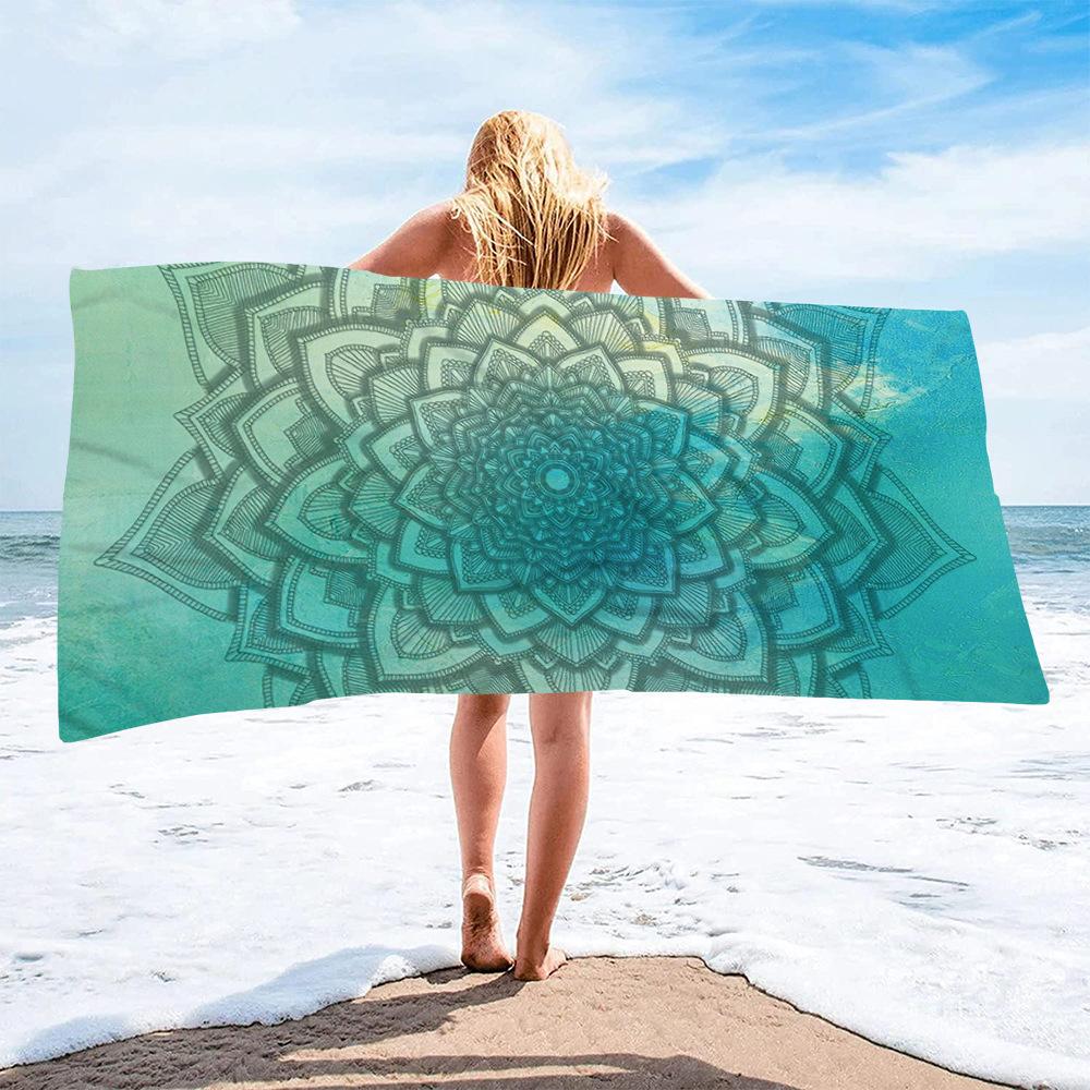 Mantra Beach Collection Digital-printed Polyester Superfine Fiber Double-sided Fleece Beach Vacation Bath Towel, Beach Towel