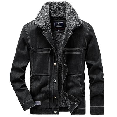 Fleece Denim di Cotone Ispessito Abbigliamento Giubbotti di Jeans da Uomo Nuovi Top da Lavoro Invernali Abbigliamento Casual da Uomo
