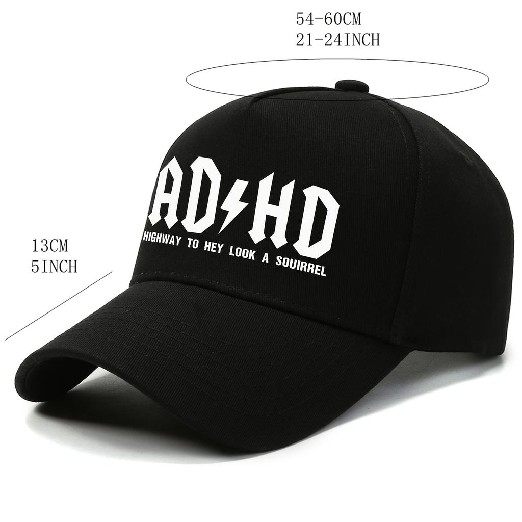 Cool And Handsome Adhd Slogan Baseball Cap, 100% Polyester Woven Hat, Adjustable Sun Protection Visor With Moisture-Wicking Tech