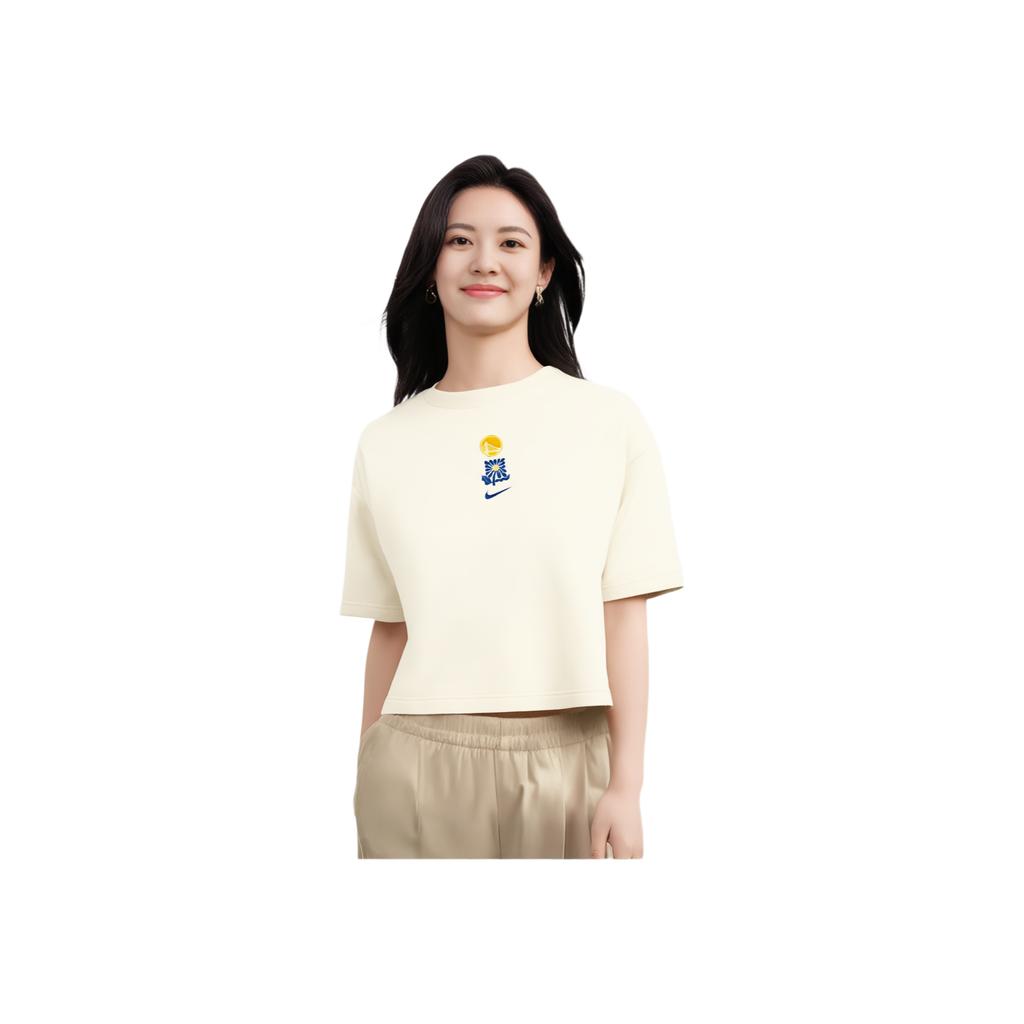 Nike Printed Cotton Round Neck Short Sleeve T-Shirt Women T-Shirts Off-White FV9370-901