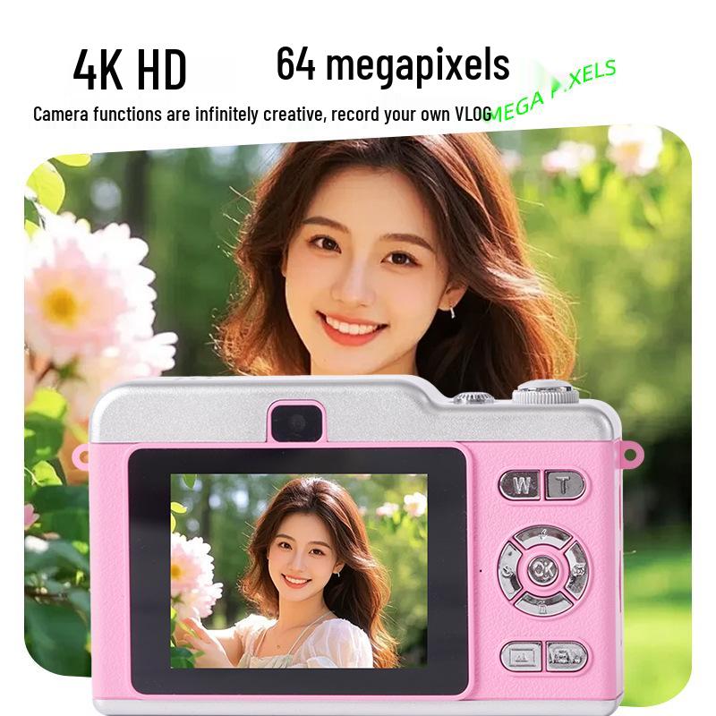 מצלמה כפולה 4K HD לסטודנטים - מצלמת טיולים חיצונית קומפקטית וניידת עם מסך HD