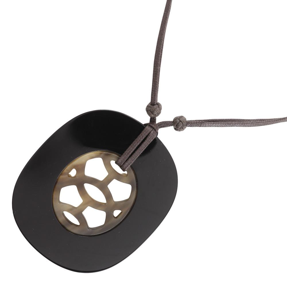 HERMES Lift GM Necklace black Buffalo horn 25.1g Women Used