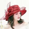 1Pc Women Organza Mesh Hat Ruffles Wide Brim Summer Bridal Sun Hat French Europe And America Exquisite Party Cap Beach Cap