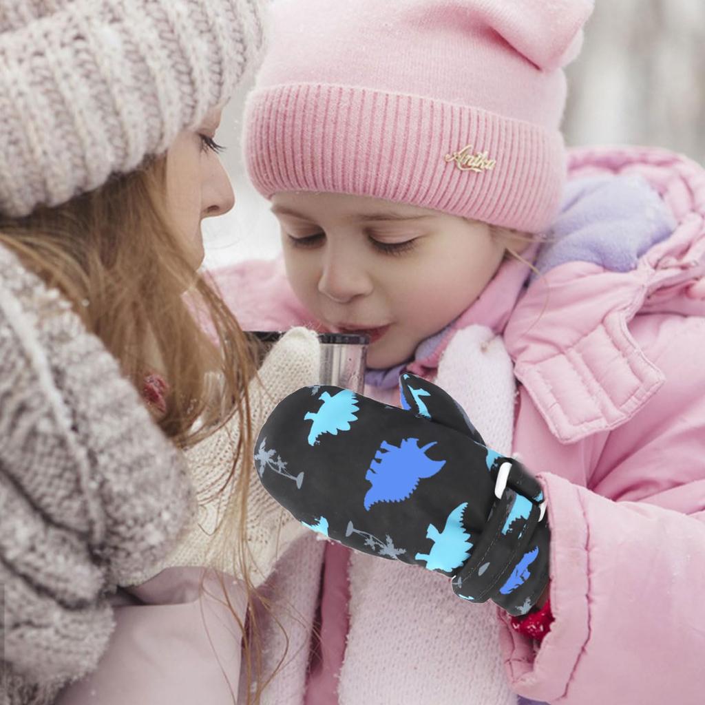 Tidyworm Baby Cold Baby Gloves for Snow Cute Dinosaur Mittens for Boys and Cold and Outdoor Activities Size Ages Gloves, Winter, Protection,