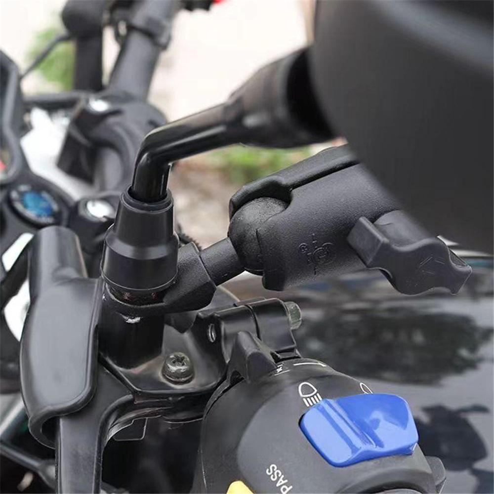 Aluminum Alloy 1" Ball Mount Base - RAM Mount Compatible, 10mm Hole Angled Bolt Head Adapter For Motorcycle Mirror Frame Mounting