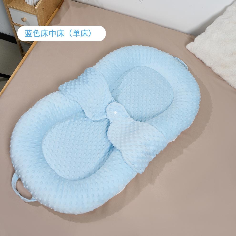 Foldable newborn baby bed-in-a-bed with incline, summer anti-pressure device, baby head support to prevent choking, portable soothing sleeping pad