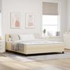 Box Spring Bed with Headboard Cream 180 x 200 cm Fabric