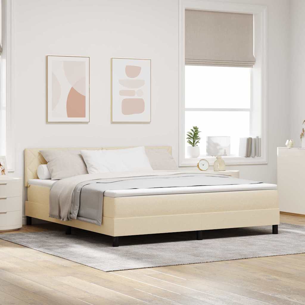 Box Spring Bed with Headboard Cream 180 x 200 cm Fabric