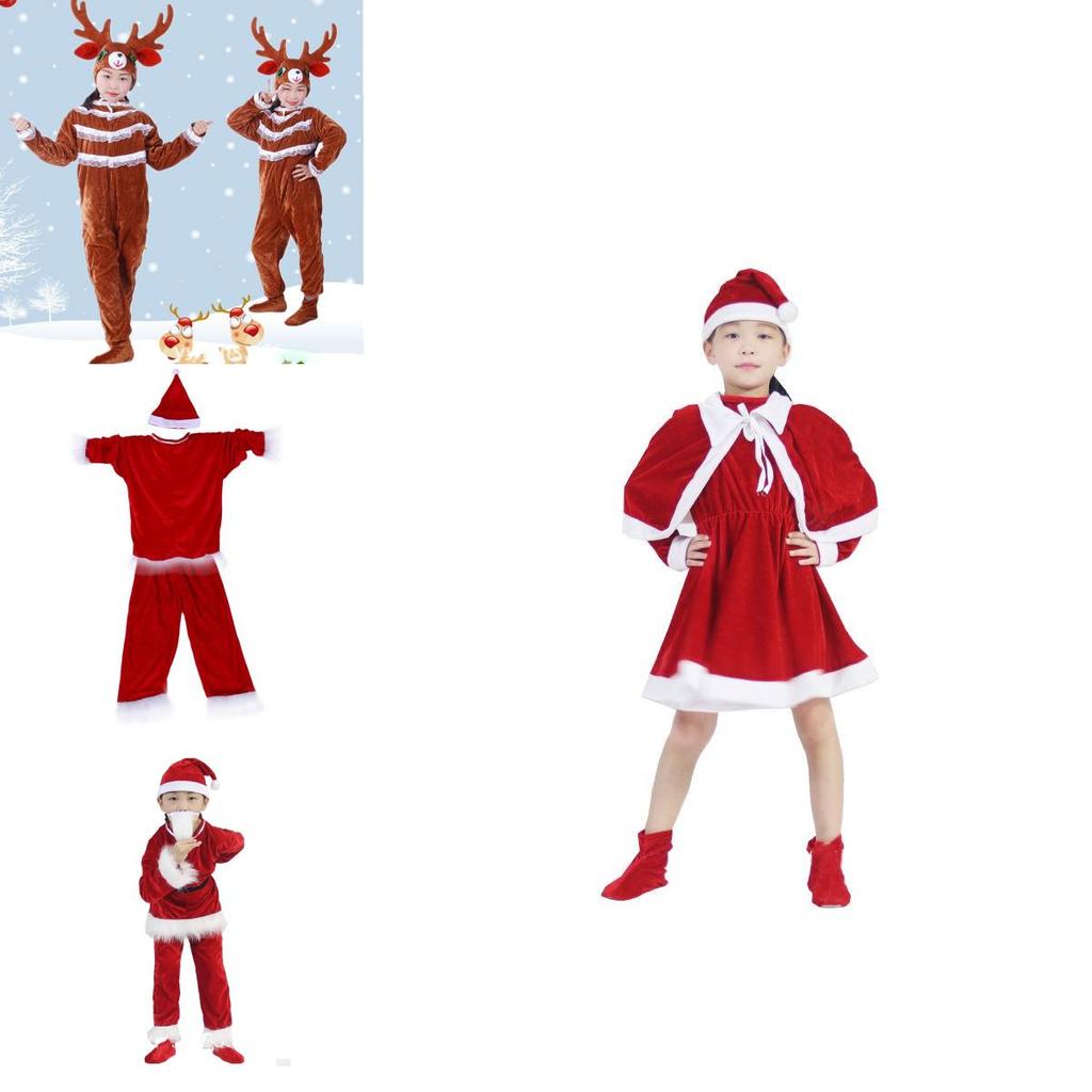Elite Toddler Adult Velvet Xmas Party Outfits W/elk Santa Claus Hat