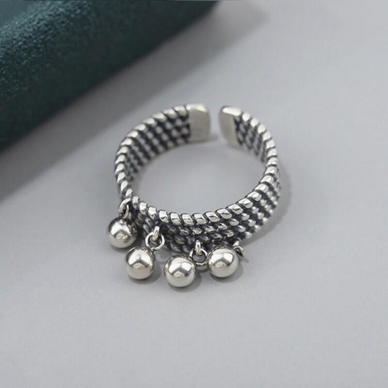 Adjustable Open Ring Women Men Vintage Layered Braided Tassel Beaded Statement Finger