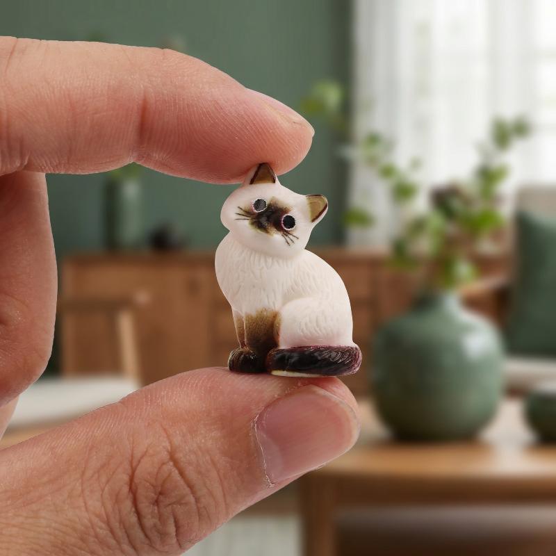 10 Stück Miniatur Leuchtende Niedliche Siamkatze Kätzchen Katze Mikro-Landschaftsornamente Zur Dekoration Dekor Zimmer Schreibtischzubehör