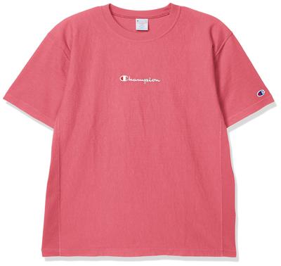 Champion Kurzarm T-Shirt mit Script-Logo, Rückseite, Größe L, Herren, 100% Baumwolle, 9,4 oz, Gestickt, Webart, Burgunderrot, (C3-R316)
