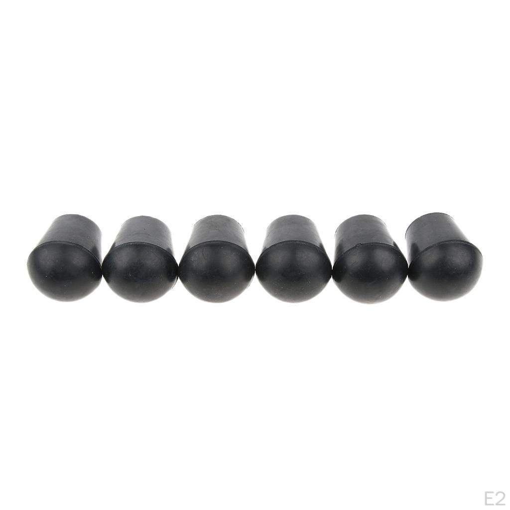 Set of 6x Crutch Ends for Rubber Tip Support , Black