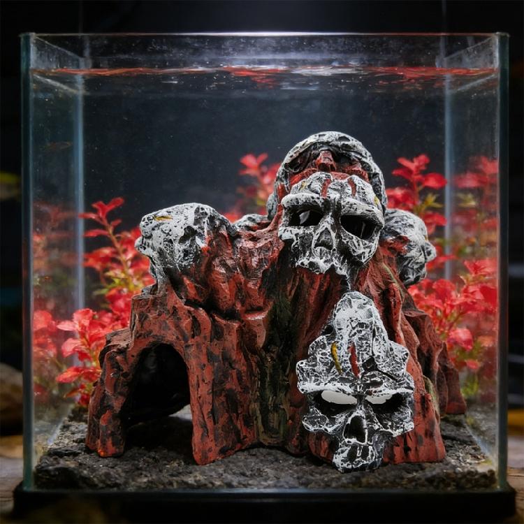 Resine Grotta del Teschio Ornamenti per Acquari Teschio Squisito Tematica Acquari Decorazione Resine Nascondigli Per Animali Acquatici