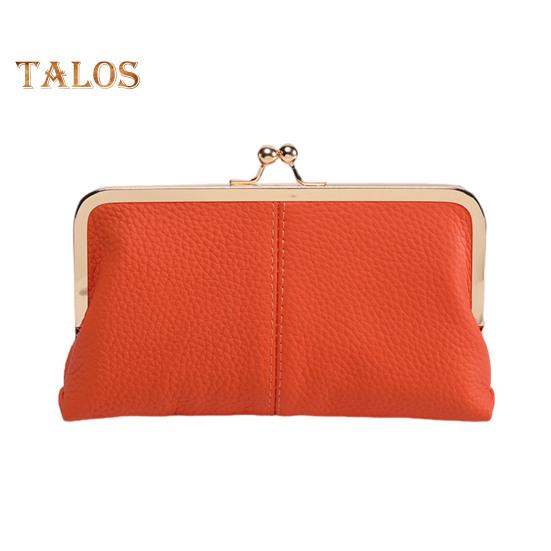 

Женский клатч-кошелек, винтажный клатч с замком-поцелуем, дорожный кошелек из натуральной кожи с отделениями для нескольких карт, держатель для карт для свиданий, вечеринок, шопинга оранжевый