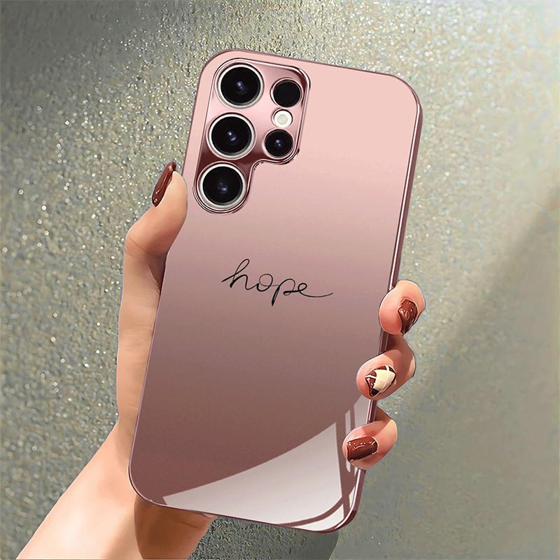 Husă de telefon din sticlă securizată metalizată cu model minimalist de litere Pentru iPhone 17 16 15 14 13 12 11 Pro Max 15 14 Plus 17 Air 17E Cover