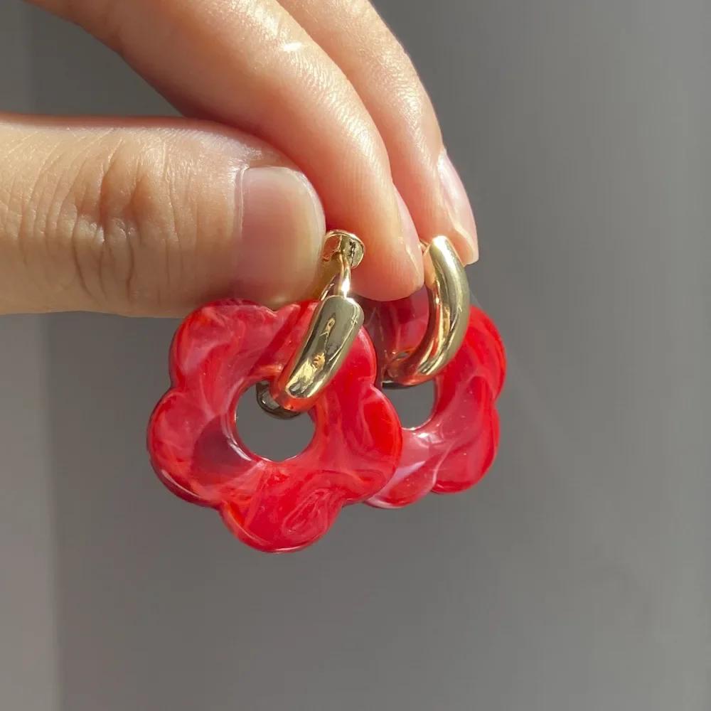 Fashion Cute Flower Ear Ring Jewelry Gift 2024 New Personality Cartoon Ins Wind Resin Copper Earrings Accessories for Women