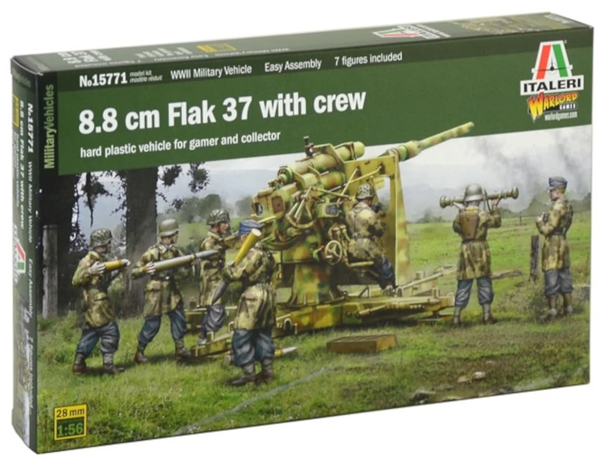 

Platz Italeri 1/56 WWII German 8.8cm Flack 37 with Artillery Plastic Model Kit IT15771