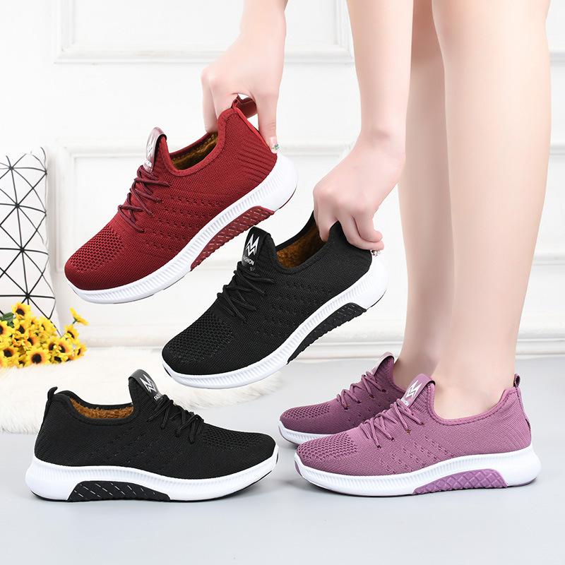 Autumn and Winter Cloth Shoes Women's Cotton Shoes Medium and Old Velvet Thickened Two Cotton Shoes One Pedal Casual