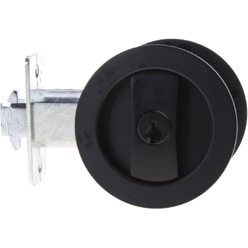 Pocket Door Lock Privacy Round Pocket Door Hardware Sliding Pocket Door Lock for Bed/Bath/Barn Pocket Door Latches Project, Silver