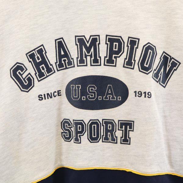 Champion 90s Blue Tag Old Back Print Long sleeve trainer M gray sweat Men's Used