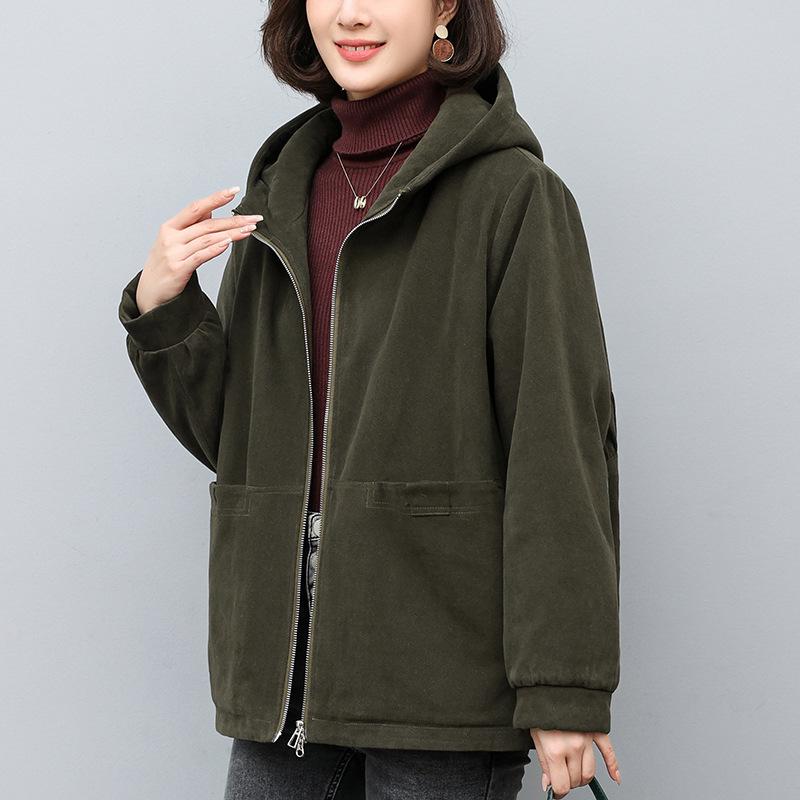 Women's 2024 Winter Korean-Style Loose Fleece-Lined Cotton-Padded Parka