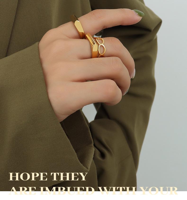 18K Gold-Plated Titanium Steel Geometric Stacking Rings