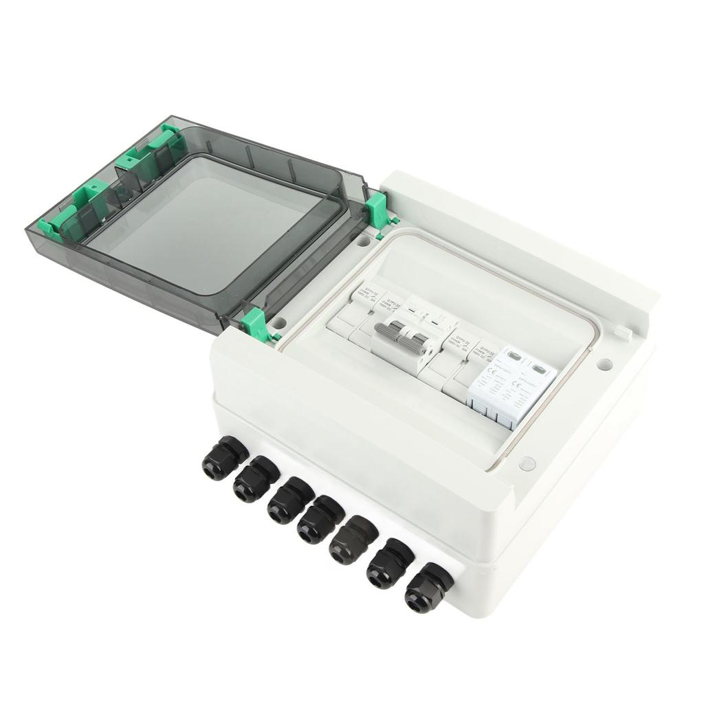 Solar PV Combiner Box 2 String Thunder Protection Circuit Breaker 2 In 1 Out DC550V IP65 Waterproof with MPPT Inverter