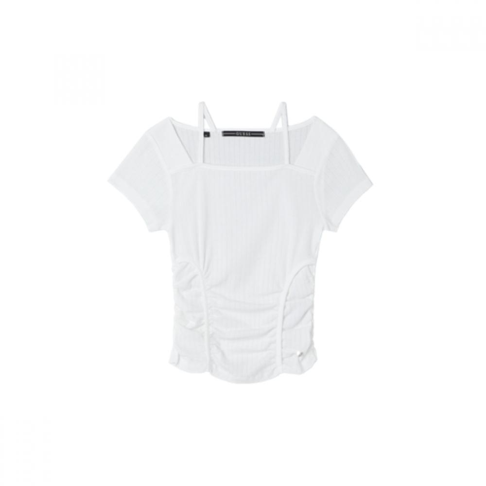 Guess Short Sleeve Tee With Shoulder Strings And Shirring Yp2k1438 DARK GRAY (DGY)/XS (55)
