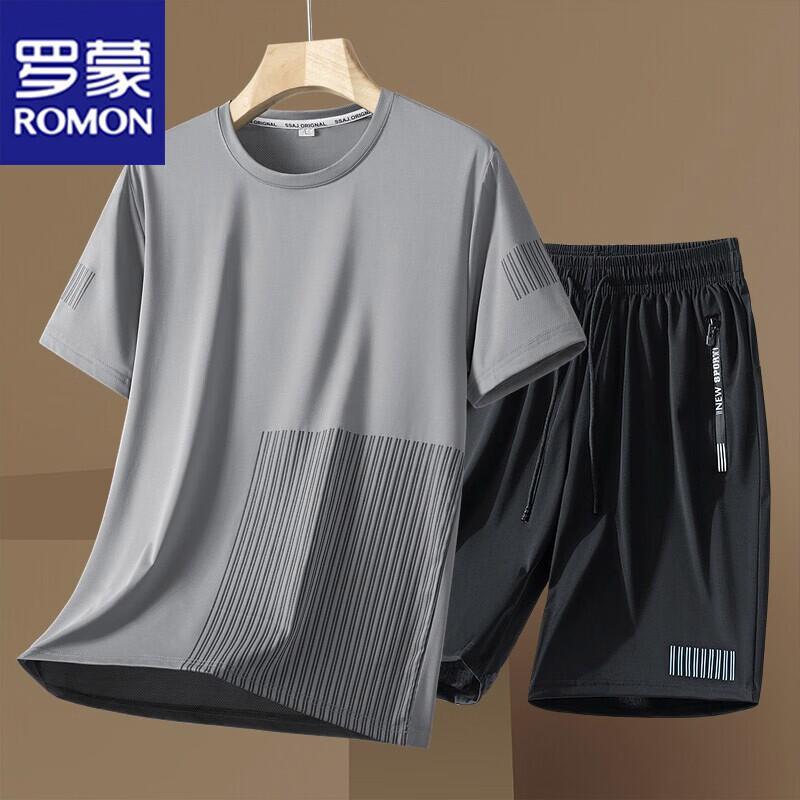 ROMON Men s Ice-Feel Breathable Summer Two-Piece Set 4XL