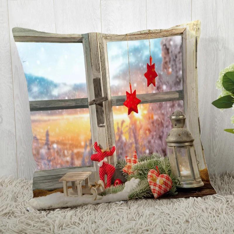 Custom Decorative Pillowcase Christmas Square Zippered Pillow Cover 35X35,40x40,45x45cm(One Side)