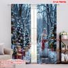 2pcs 2D Flat Printing Merry Christmas Popular Window Drapes Christmas Snowman6 Polyester Without Electricity Holiday Decorations