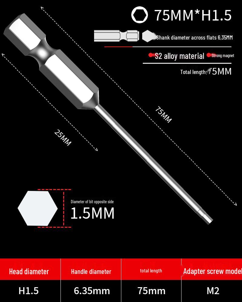 Hexagonal Driver Bit Extension for Screwdriver and Drill