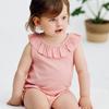 TONGTAI Baby Girl Sleeveless Modal Bodysuit with Lace Collar