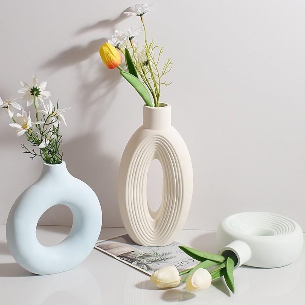 Hollow Out Silicone Vase Mold Oval Stripe Epoxy Resin Mold Modern Soap Mold  Living Room