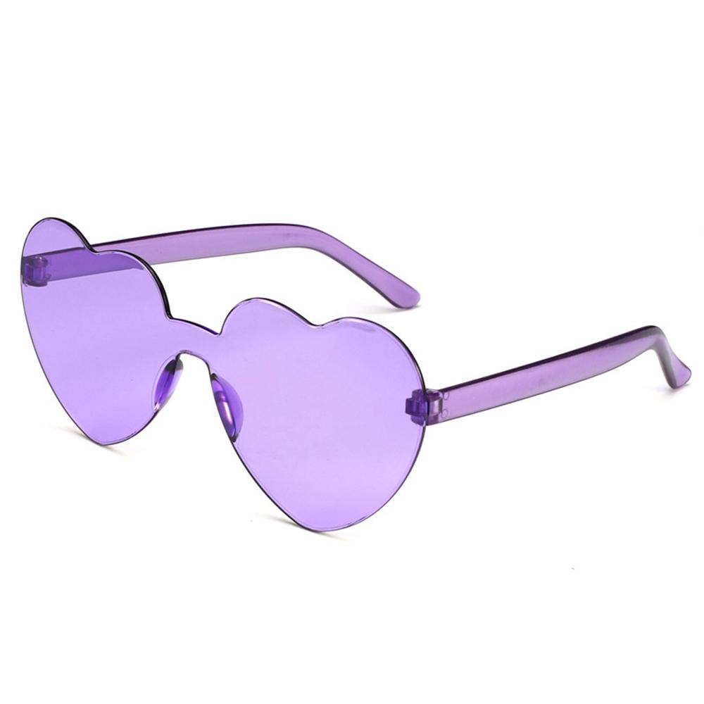 Love Heart Shape Sunglasses Women Rimless Frame Tint Clear Lens Colorful Sun Glasses Female Red Pink Yellow Shades Travel