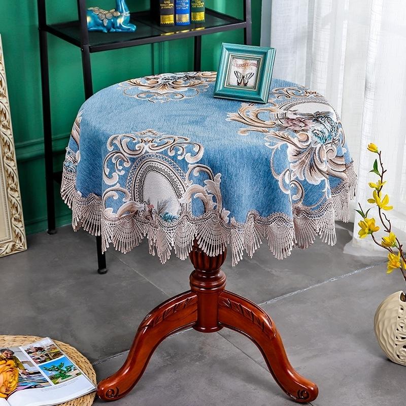

Luxury Water Soluble Lace Tassel Quality Tapete Christmas Wedding European Decoration Furniture Hotel Villa Features Table Cloth Square 90cm небесно-голубой