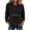 Women's Long Sleeve Crew Neck Sweatshirt with Front Zipper Pocket Casual Pullover Lightweight Comfortable Fit