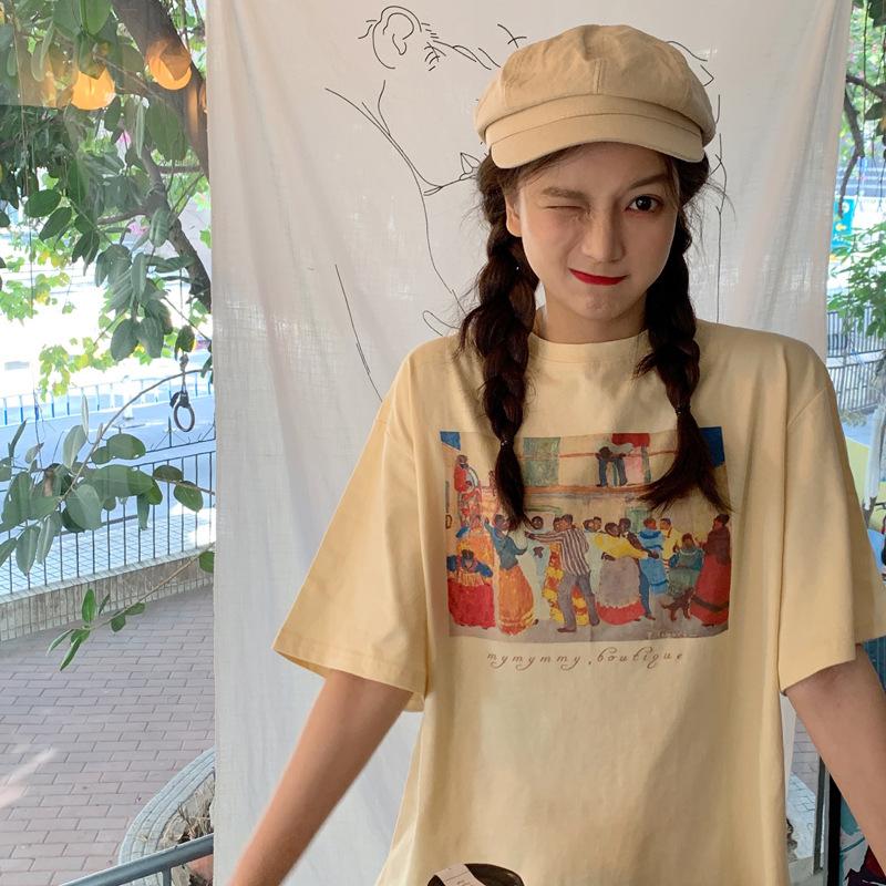 vintage funny cartoon print high street white short sleeved t-shirts for women's summer casual oversized t shirt harajuku streetwear tshirt y2k tops