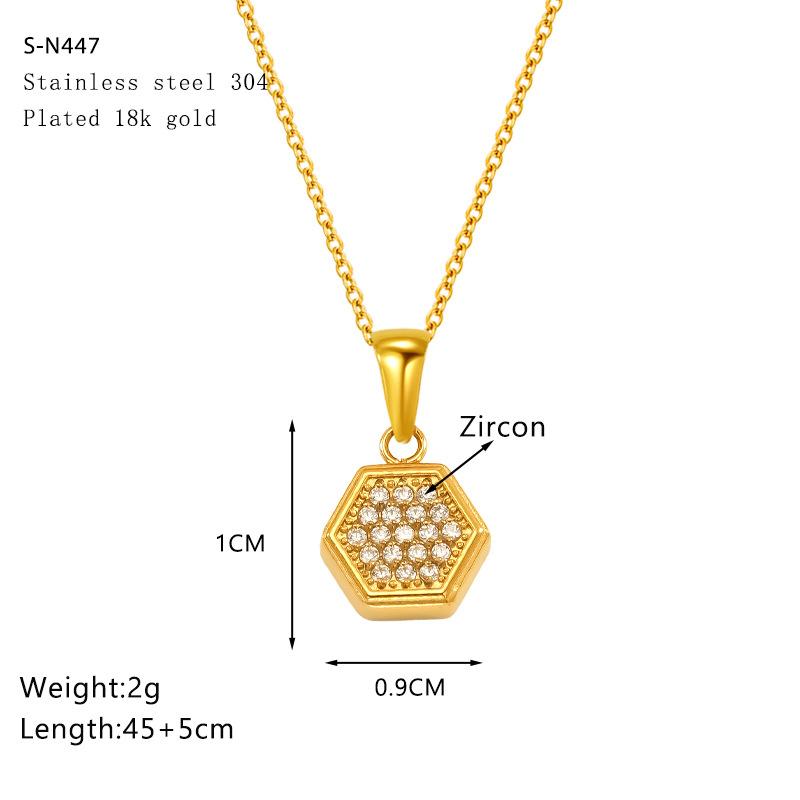 Geometric Square Zircon Stud Earrings Women'S Light Luxury Stainless Steel Ear Jewelry Collarbone Chain