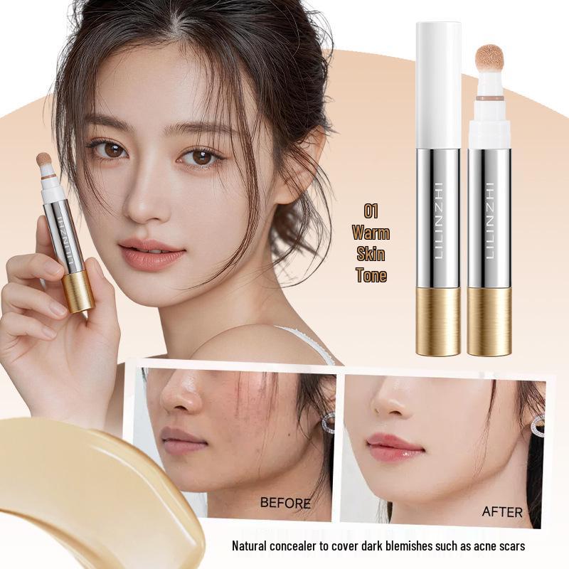 Lilin Zhi Tri-Tone Concealer Pen: Corrects Skin Tone, Covers Acne Scars, Dark Circles, Brightens, Lightweight, Rotating Design.