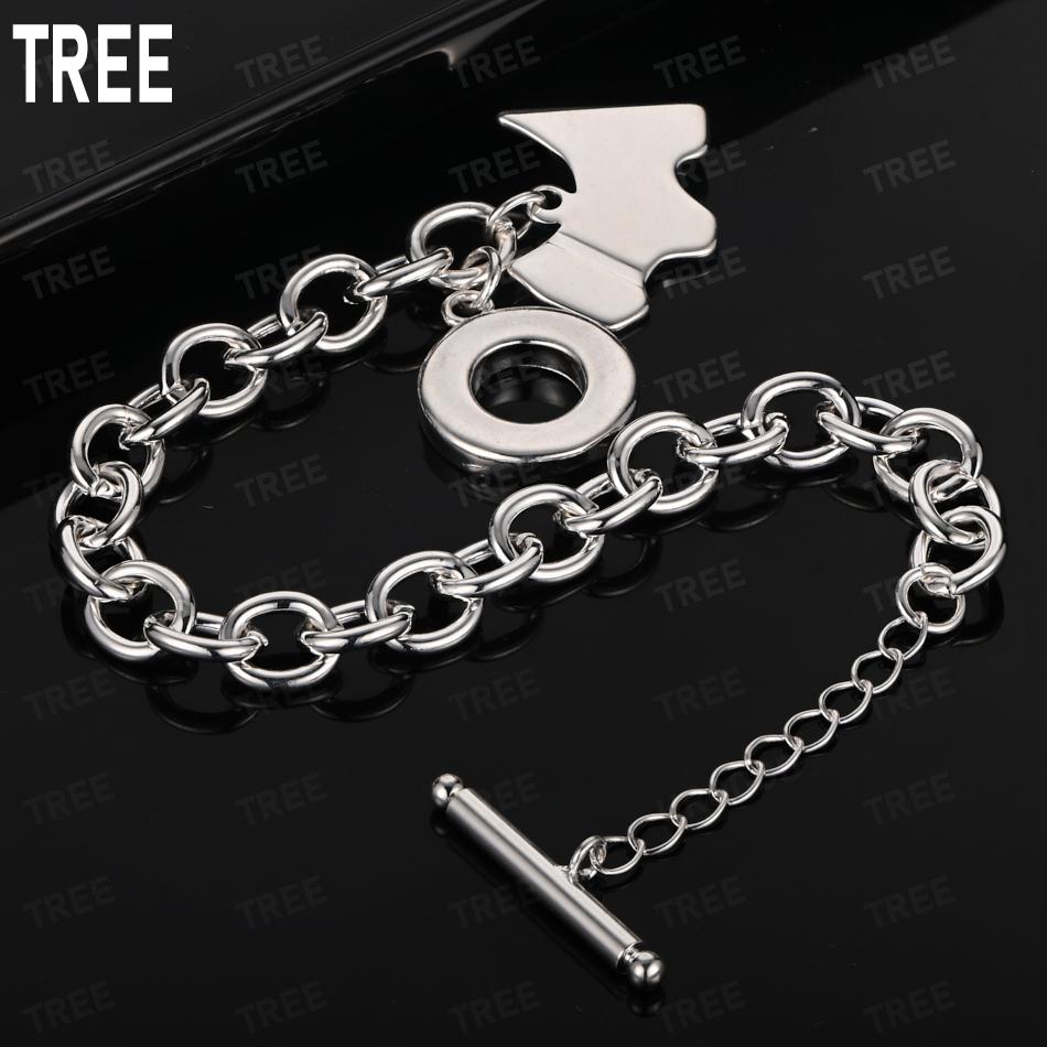 925 Sterling Silver Simple Cartoon Dog Side Chain Smart Bracelet Gift Jewelry